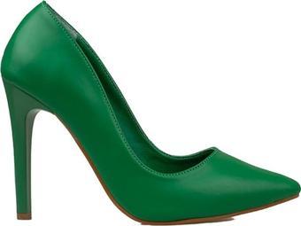 Trend Adımlar Yeşil Kadın İnce Topuklu Sivri Burun Stiletto