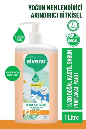Siveno %100 Doğal Sıvı Kastil Sabun Portakal Yağlı Tazeleyici Nemlendirici Arındırıcı Bitkisel Vegan 1000 ml