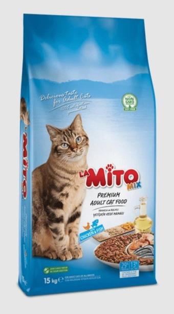 LaMito Mix Adult Cat Tavuklu ve Balıklı Renkli Taneli Yetişkin Kedi Maması 15 Kg