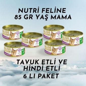 Nutri Feline Yaş Mama 85 Gr Tavuk Etli Ve Hindi Etli 6'lı Paket