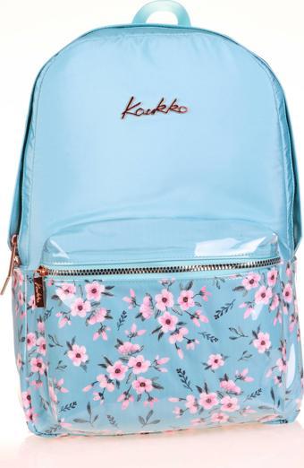 Kaukko Soft Floral Sırt Çantası Mavi K1733