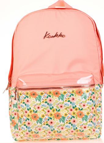 Kaukko Soft Floral Sırt Çantası Somon K1734