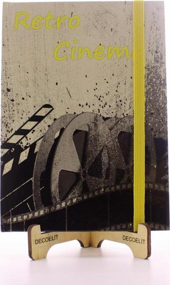 Lastikli Çizgisiz Sert Kapak Retro Cinema Defter