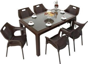 Elit Rattan 90x150 Star Koltuk Camlı Masa Takımı