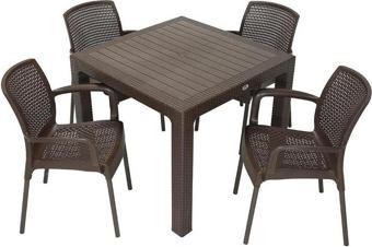 Elit Rattan 90x90 Defne Sandalye Masa Takımı