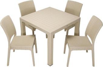 Luna Elit Rattan 90x90 Elit Sandalye Masa Takımı Çölbeji