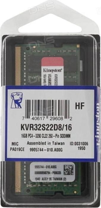 Hedef Market Kingston 16Gb Ddr4 3200Mhz Cl22 Notebook Ram Kvr32S22D8/16