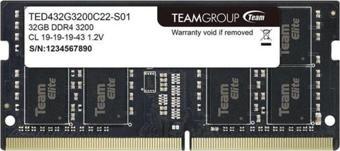 Team 32Gb Ddr4 3200Mhz Cl22 Notebook Ram Ted432G3200C22-S01