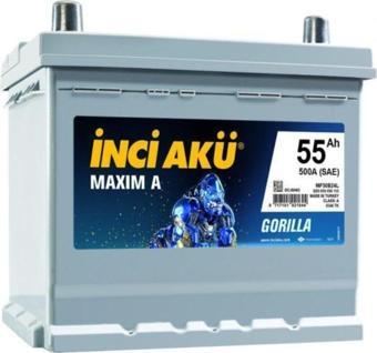 İnci Akü Maxim A (Ters Kutup) Gorilla Asia 12V 55 Ah 500Cca