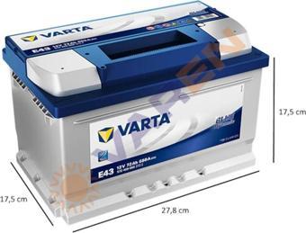 Varta Akü 12V 72  Ah Amper E43 (Ford-Opel Alçak Tip) 