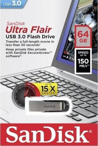 SanDisk Ultra Flair SDCZ73-064G-G46 64 GB Flash Bellek