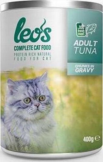 Leos Ton Balıklı Parça Etli Soslu Yetişkin Kedi Konservesi 12 Adet 400 Gr