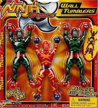 6 PCS NİNJA FORCE WALL TUMBLERS NİNJA OYUNCAKLARI DUVARA YAPIŞAN TAKLACI SAVAŞCI NİNJA