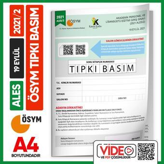 ALES 2021/2 ÖSYM Tıpkı Basım Çıkmış Soru Deneme Kitapçığı Video/PDF Çözümlü Türkiye Geneli - Karakutu Yayınları