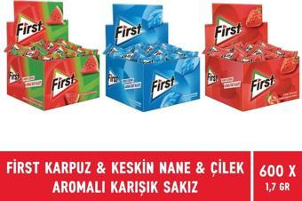 First Keskin Nane & Çilek & Karpuz Aromalı Tekli Sakız 1,7 gr - 600 Adet