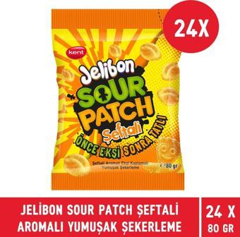 Jelibon Sour Patch Şeftali Aromalı Yumuşak Şekerleme 80 gr - 24  Adet