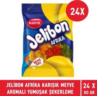 Jelibon Afrika Karışık Meyve Aromalı Yumuşak Şekerleme 80 gr - 24 Adet