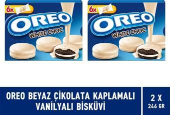 Oreo Beyaz Çikolata Kaplamalı Vanilyalı Bisküvi 246 gr - 2 Adet