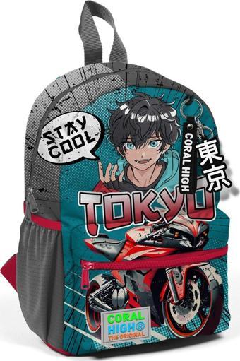 Coral High Gri Nefti Anime Motorsiklet Mini Yuva Sırt Çantası - Erkek Çocuk