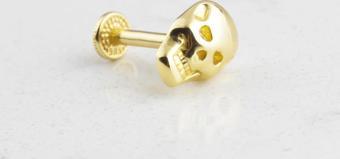 Glorria Altın Kuru Kafa Tragus Piercing