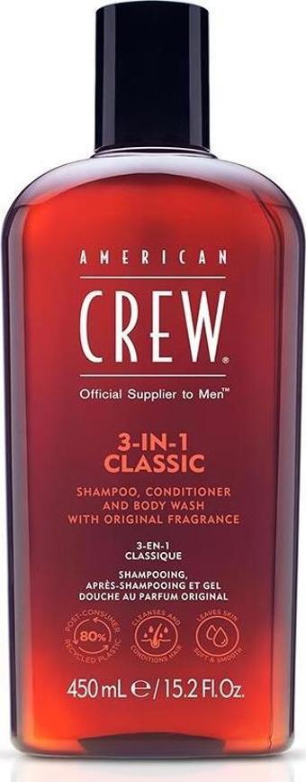 American Crew 3in1 Erkekler için Şampuan Saç Kremi Vücut Jeli 250ML