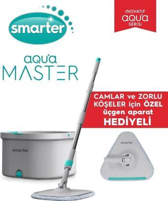 SMARTER AQUA MASTER + ÜÇGEN APARAT TEMİZ & KİRLİ SUYU AYIRMA ÖZELLİĞİ OTOMATİK TEMİZLİK SETİ MOP PASPAS CAM VE KÖŞE İÇİN