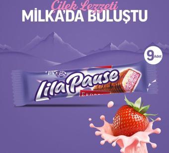 Milka Lila Pause Çilekli Bar Çikolata 34 gr - 9 Adet