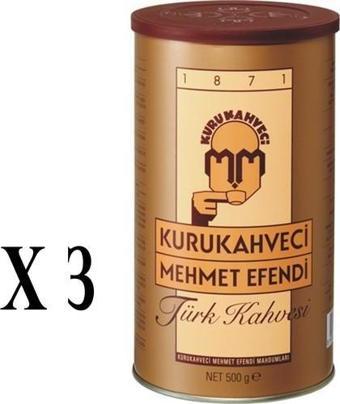 Kurukahveci Mehmet Efendi 500 G Teneke Ambalaj X 3 Adet Türk Kahvesi