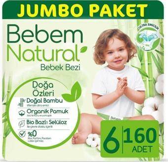 Bebem Natural Bebem Bebek Bezi Natural 6 Beden:(15+kg) Extra Large 160 Adet