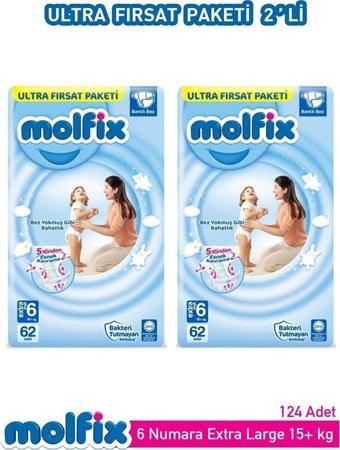 Molfix Bebek Bezi Ultra Fırsat Paketi X Large 6 Numara 2 Paket 124 Adet