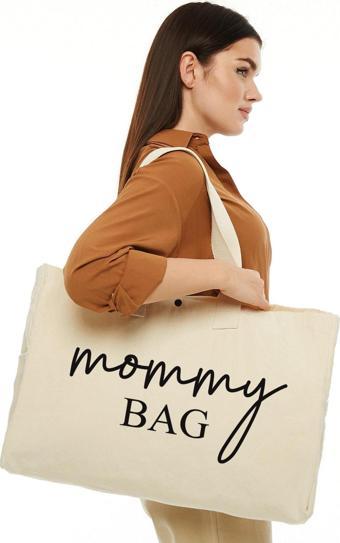 Kanvas Mommy Bag Baskılı Büyük Boy Çanta