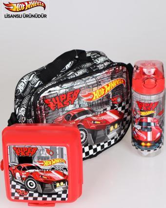 Hot Wheels YENİ SEZON LİSANSLI BESLENME ÇANTASI, 2 KATLI BESLENME KABI VE 500 ML MATARA SETİ