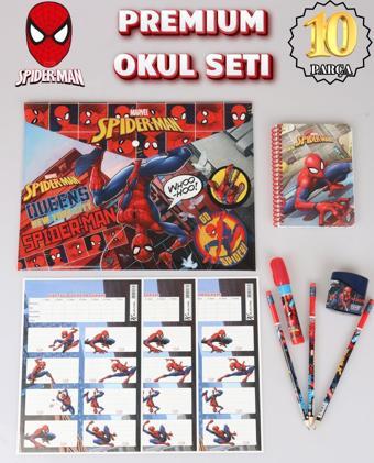 LİSANSLI SPIDERMAN 10 PARÇA KIRTASİYE SETİ,ÇITÇIT DOSYA,OKUL ETİKETİ,BLOKNOT,3 ADET KURŞUN KALEM,KALEMTRAŞ,ROKET SİLGİ 