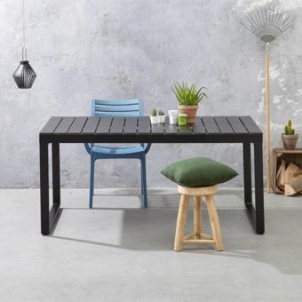 Zenio Bahçe Balkon Teras Metal Ağaç Masa Siyah 150x80