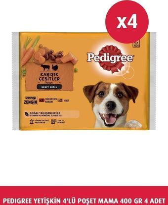 Pedigree Etli Seçenekleri 4'Lü Poşet Paket Yaş Mam 400 G 4X