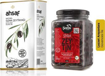 Avantajlı Zeytin+Yağı Paketi (Ahsaf Soğuk Sıkım Zeytinyağı 1 lt + Şems Siyah Zeytin 291-320 1 kg)