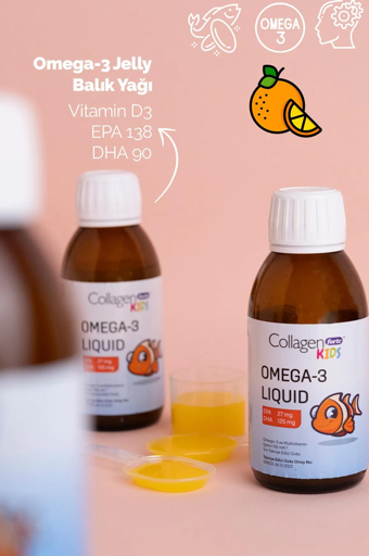 Çocuk Omega-3 Kids Liquid & Multivitamin 150ml Çocuklar Için Portakal Aromalı Sıvı Balık Yağı