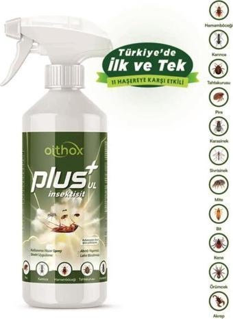 Oithox Plus Ul Insektisit Sinek, Uyuz, böcek, Pire, Örümcek, Bit, Tahta Kurusu, Mite, Hamamböceği Ilacı 500 ml 4 Adet