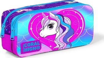 Coral High Kids Mor Unicorn Desenli İki Bölmeli Kalem Çantası 22397