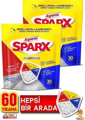 ASPEROX Sparx Bulaşık Makinesi Kapsülü 30'lu x 2 Paket (60 Yıkama)