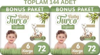 Baby Turco Doğadan 6 Numara Xlarge 72x2 Toplam 144 Adet