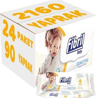 Fibril Islak Havlu Mendil 90 Yaprak Baby Sensitive Plastik Kapaklı (24 Lü Set) 2160 Yaprak