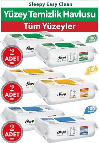 Sleepy Easy Clean 6 adet Beyaz Sabun & Çamaşır Suyu & Arap Sabunu Katkılı Yüzey Temizlik Havlusu