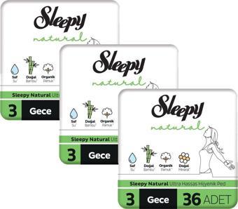 Sleepy Natural Ultra Hassas Hijyenik Ped Gece 108 Adet Ped