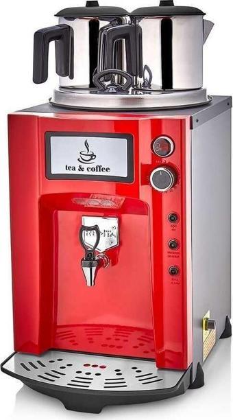 Remta Premium Jumbo Çift Demlikli Çay Kazanı Kırmızı
