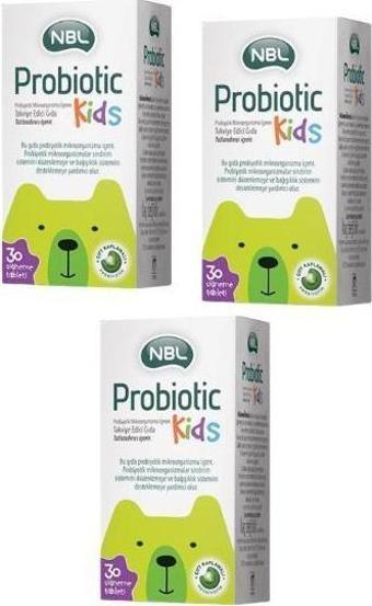 NBL Probiotic Kids 30 Çiğneme Tableti 3'lü