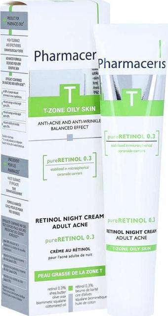 Pharmaceris Pure Retinol 0,3 Kırışıklık ve Akne Karşıtı Yağlı Ciltler İçin Gece Kremi 40 ml