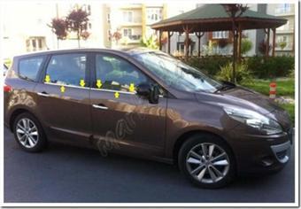 Markadan Renault Scenic 3 Krom Cam Çıtası 2009 Sonrası 4 Parça Paslanmaz Çelik