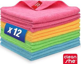 Cleanshe Klasik Seri Temizlik Mikrofiber Temizlik Bezi 12'li Set 35x40