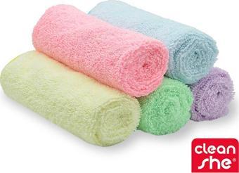 Cleanshe Pastel Seri Mikrofiber Kurulama ve Temizlik Bezi 2'si 1 Arada 5'li Set 35x40